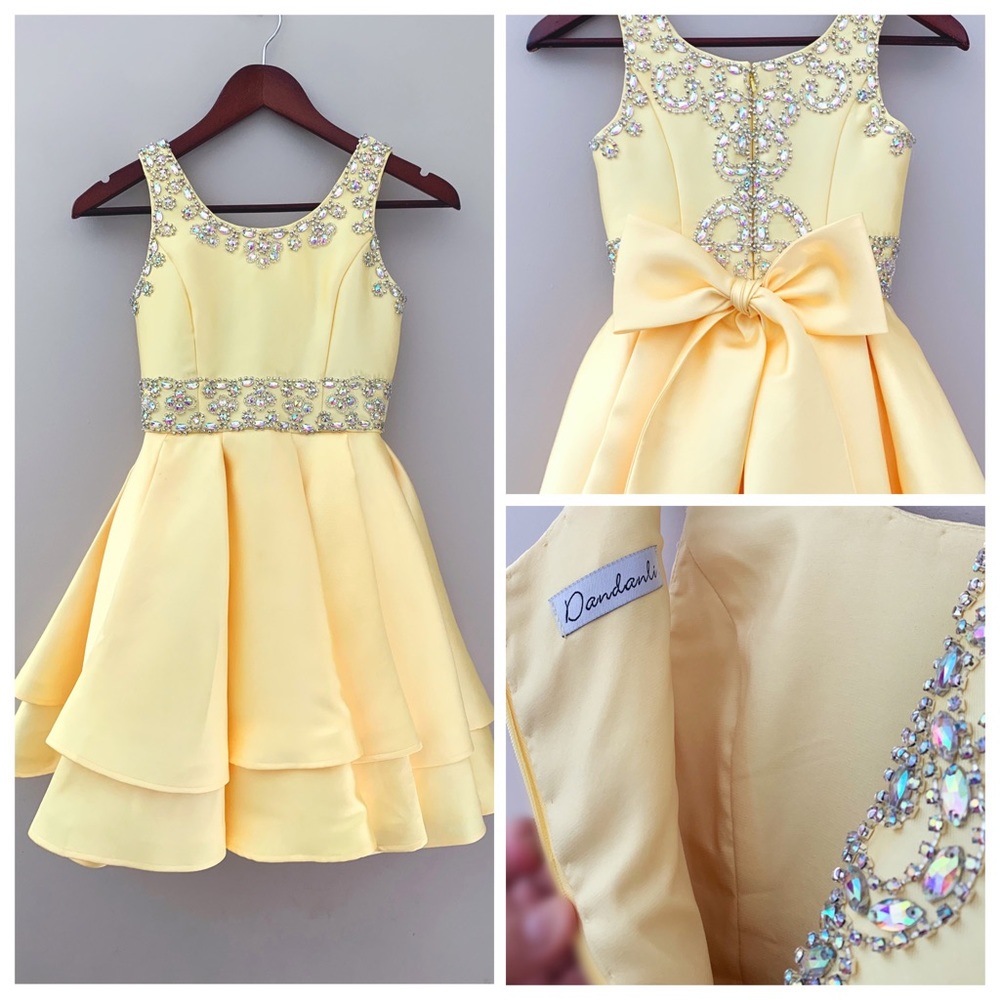 EUC Yellow Short Prom /Pageant Dress size 11 girls - Picture 1 of 6